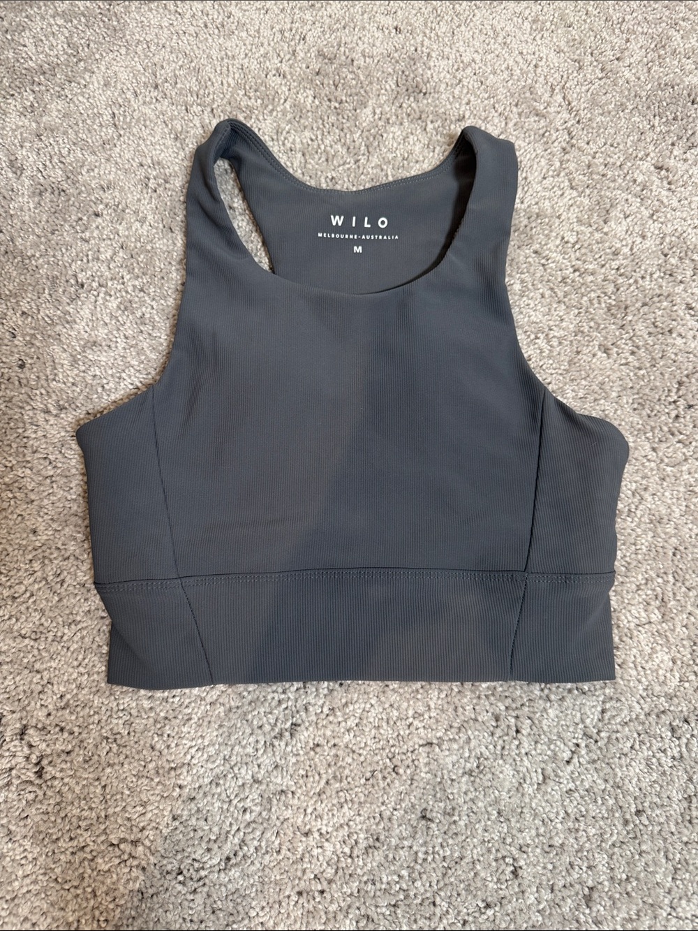 Wilo The Label Grey Ribbed Sports Bra Size Medium